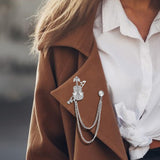 Maxbell Brooch Lapel Pin Violin Hanging Chains Collar Brooches for Women Men Argent