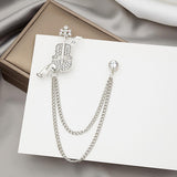 Maxbell Brooch Lapel Pin Violin Hanging Chains Collar Brooches for Women Men Argent