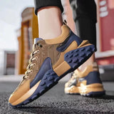 Maxbell Men's Walking Shoes Non Slip Breathable for Hiking Short Trips Outdoor Khaki 41
