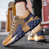 Maxbell Men's Walking Shoes Non Slip Breathable for Hiking Short Trips Outdoor Khaki 41