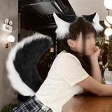 Maxbell Fox Ears and Tail Cosplay Set for Children Men Women Animal Themed Parties Black
