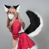 Maxbell Fox Ears and Tail Cosplay Set for Children Men Women Animal Themed Parties Black