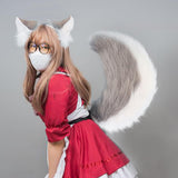 Maxbell Fox Ears and Tail Cosplay Set for Children Men Women Animal Themed Parties Gray