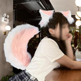 Maxbell Fox Ears and Tail Cosplay Set for Children Men Women Animal Themed Parties Pink