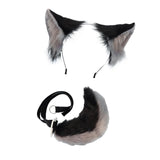 Maxbell Fox Ears and Tail Cosplay Set for Children Men Women Animal Themed Parties Black and Gray