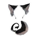Maxbell Fox Ears and Tail Cosplay Set for Children Men Women Animal Themed Parties Black and Gray