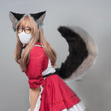 Maxbell Fox Ears and Tail Cosplay Set for Children Men Women Animal Themed Parties Black and Gray