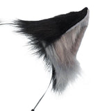 Maxbell Fox Ears and Tail Cosplay Set for Children Men Women Animal Themed Parties Black and Gray