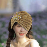 Maxbell Women Turban Stretch Beanie Cover Pleated Soft Head Scarf for Bandana