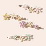 Maxbell 4 Enamel Flower Hair Clips Headwear Bead Decorative Gift Hair Pins for Women