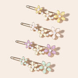 Maxbell 4 Enamel Flower Hair Clips Headwear Bead Decorative Gift Hair Pins for Women