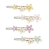 Maxbell 4 Enamel Flower Hair Clips Headwear Bead Decorative Gift Hair Pins for Women
