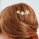 Maxbell 4 Enamel Flower Hair Clips Headwear Bead Decorative Gift Hair Pins for Women