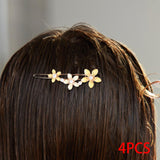 Maxbell 4 Enamel Flower Hair Clips Headwear Bead Decorative Gift Hair Pins for Women