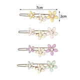 Maxbell 4 Enamel Flower Hair Clips Headwear Bead Decorative Gift Hair Pins for Women