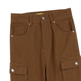 Maxbell Cargo Pants Trousers High Waisted Wide Leg with Pockets for Unisex Adult L Brown