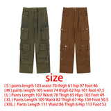 Maxbell Cargo Pants Trousers High Waisted Wide Leg with Pockets for Unisex Adult L Brown