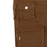 Maxbell Cargo Pants Trousers High Waisted Wide Leg with Pockets for Unisex Adult L Brown