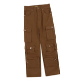 Maxbell Cargo Pants Trousers High Waisted Wide Leg with Pockets for Unisex Adult L Brown