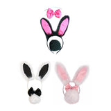 Maxbell 3Pcs Bunny Costume Set Rabbit Ear Headband for Masquerade Party Favors Black