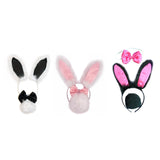Maxbell 3Pcs Bunny Costume Set Rabbit Ear Headband for Masquerade Party Favors Black
