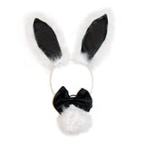 Maxbell 3Pcs Bunny Costume Set Rabbit Ear Headband for Masquerade Party Favors Black