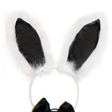 Maxbell 3Pcs Bunny Costume Set Rabbit Ear Headband for Masquerade Party Favors Black