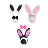Maxbell 3Pcs Bunny Costume Set Rabbit Ear Headband for Masquerade Party Favors Black