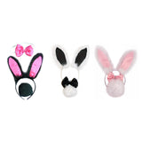 Maxbell 3Pcs Bunny Costume Set Rabbit Ear Headband for Masquerade Party Favors Black