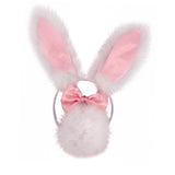 Maxbell 3Pcs Bunny Costume Set Rabbit Ear Headband for Masquerade Party Favors Light Pink
