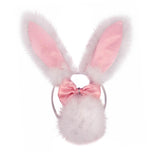 Maxbell 3Pcs Bunny Costume Set Rabbit Ear Headband for Masquerade Party Favors Light Pink