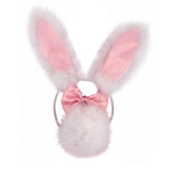 Maxbell 3Pcs Bunny Costume Set Rabbit Ear Headband for Masquerade Party Favors Light Pink