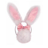 Maxbell 3Pcs Bunny Costume Set Rabbit Ear Headband for Masquerade Party Favors Light Pink