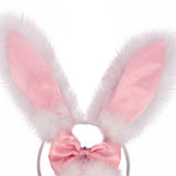 Maxbell 3Pcs Bunny Costume Set Rabbit Ear Headband for Masquerade Party Favors Light Pink