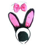 Maxbell 3Pcs Bunny Costume Set Rabbit Ear Headband for Masquerade Party Favors Black and Pink