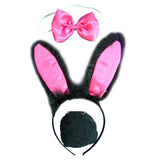Maxbell 3Pcs Bunny Costume Set Rabbit Ear Headband for Masquerade Party Favors Black and Pink