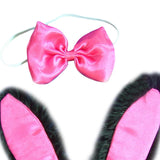 Maxbell 3Pcs Bunny Costume Set Rabbit Ear Headband for Masquerade Party Favors Black and Pink