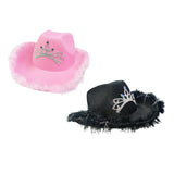 Maxbell Cowboy Hat Wide Brim with Windproof Rope for Outdoor Party Accessories pink