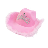 Maxbell Cowboy Hat Wide Brim with Windproof Rope for Outdoor Party Accessories pink