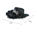 Maxbell Cowboy Hat Wide Brim with Windproof Rope for Outdoor Party Accessories black