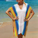 Maxbell Swimsuit Cover Up for Women Knitting Vacation Sun Protection Clothing White