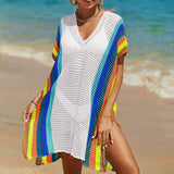 Maxbell Swimsuit Cover Up for Women Knitting Vacation Sun Protection Clothing White