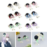 Maxbell 2x Chinese Style Hair Clips Panda Barrette Hanfu Qipao Tassel Snap Hairpins White
