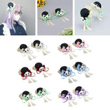 Maxbell 2x Chinese Style Hair Clips Panda Barrette Hanfu Qipao Tassel Snap Hairpins White