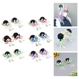 Maxbell 2x Chinese Style Hair Clips Panda Barrette Hanfu Qipao Tassel Snap Hairpins White