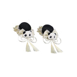 Maxbell 2x Chinese Style Hair Clips Panda Barrette Hanfu Qipao Tassel Snap Hairpins White