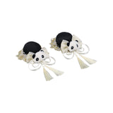 Maxbell 2x Chinese Style Hair Clips Panda Barrette Hanfu Qipao Tassel Snap Hairpins White