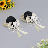 Maxbell 2x Chinese Style Hair Clips Panda Barrette Hanfu Qipao Tassel Snap Hairpins White