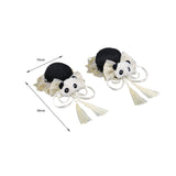 Maxbell 2x Chinese Style Hair Clips Panda Barrette Hanfu Qipao Tassel Snap Hairpins White