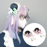 Maxbell 2x Chinese Style Hair Clips Panda Barrette Hanfu Qipao Tassel Snap Hairpins Pink